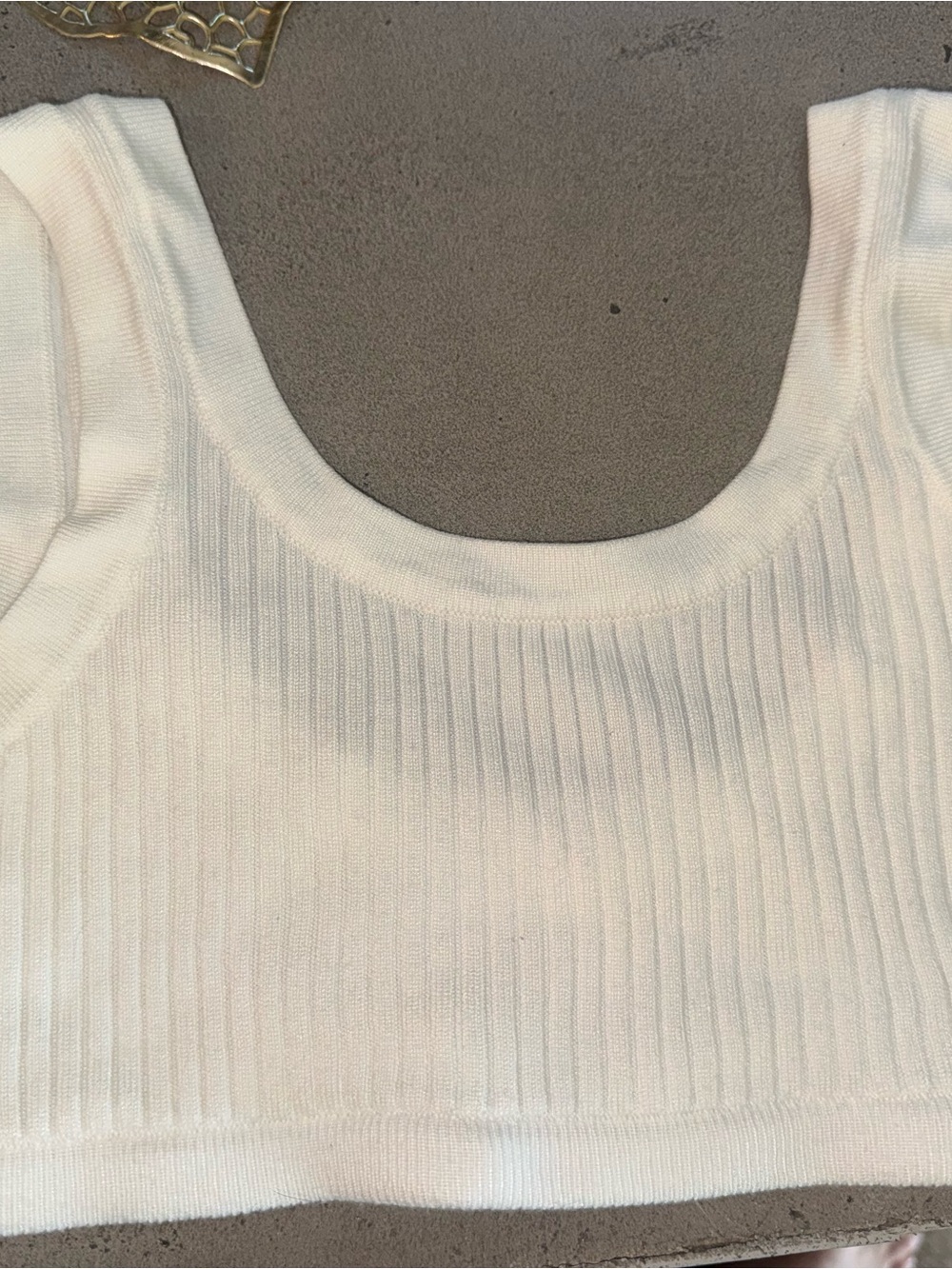 Ribbed Scoop-Neck White Crop Tank